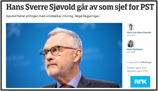 NRK Hans Sverre Sjøvold går av som sjef for PST bilde 3-6-2022